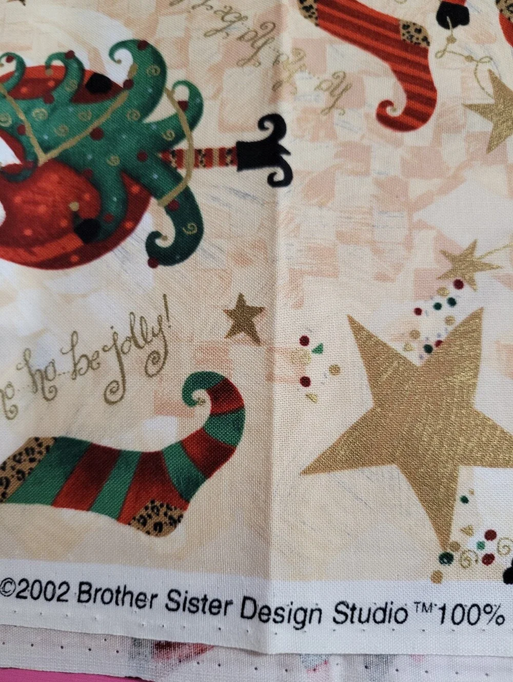 Ho-Ho-Ho-Be Jolly Susan Zulauf 100% Cotton Sewing Fabric Santa Theme (1489)